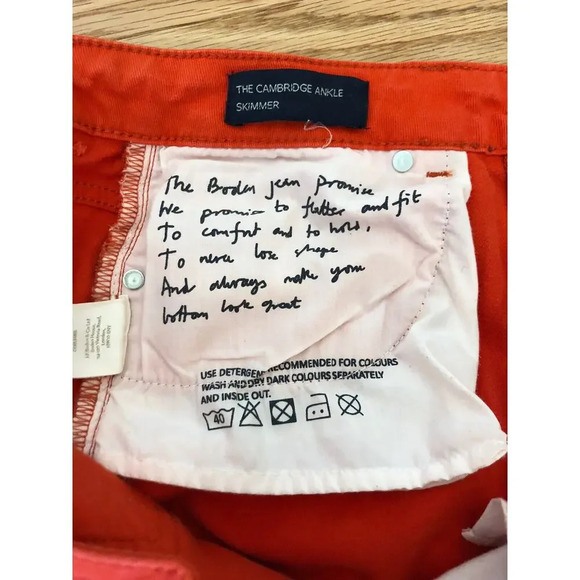 BODEN Red Cambridge Ankle Skimmer Cotton Jeans Size 6 - Picture 6 of 8